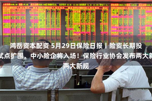 鸿岳资本配资 5月29日保险日报丨险资长期投资试点扩围，中小险企将入场！保险行业协会发布两大新规