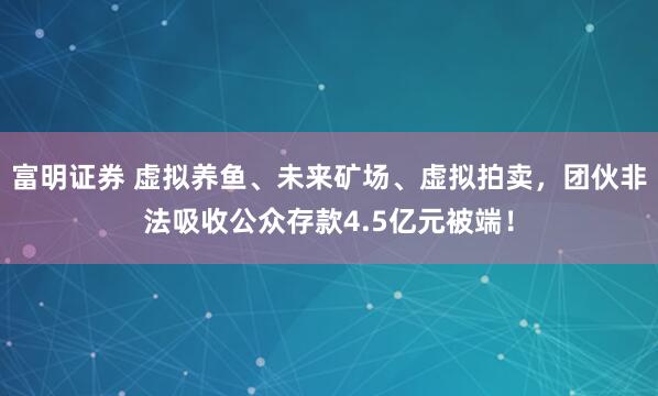 富明证券 虚拟养鱼、未来矿场、虚拟拍卖，团伙非法吸收公众存款4.5亿元被端！