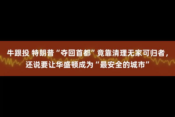 牛跟投 特朗普“夺回首都”竟靠清理无家可归者，还说要让华盛顿成为“最安全的城市”