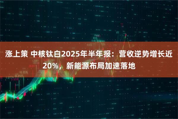 涨上策 中核钛白2025年半年报：营收逆势增长近20%，新能源布局加速落地